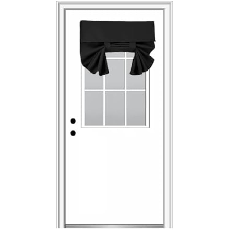 Blackout Door Curtains for Privacy, Front Sidelight Curtain,Easy Installed Glass Window Curtain. Black,1 Panel, 24W x38L