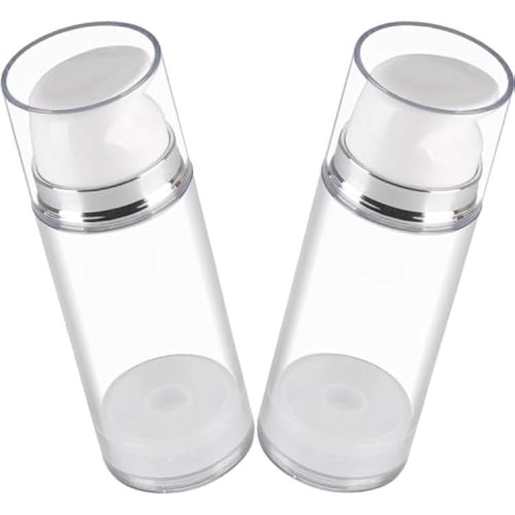 Clear Airless Pump Bottles, 2PCS Lotion Dispenser Travel with Pump, Vacuum Plastic Travel Size Lotion Bottle for Foundation, Creams, Cosmetic 150ML