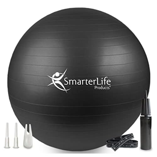 SmarterLife Exercise Ball Yoga Ball for Fitness, Balance, Stability, or Pregnancy, Gym Ball for Core Workout, Physical Therapy, Yoga Ball Chair for Office, Anti-Slip Anti-Burst