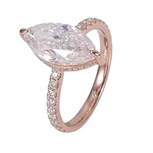 Drizzle Jewels 2CT Marquise Cut Lab Created Diamond Engagement Ring, 14k Rose Gold Finish