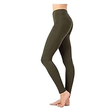 Zenana Outfitters JKC USA Selected Premium Cotton Full Length Solid Color Leggings OP-1851,Large,Dark Olive