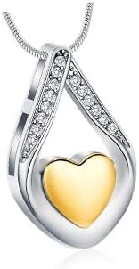 Ashes pendant with zirconia stones and gold-coloured heart | Cremation Urn for Ashes