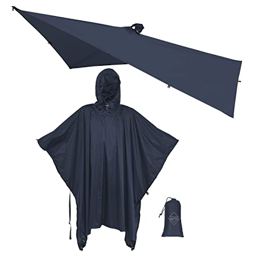 onewind Hooded Rain Poncho, Silnylon Rain Coat Versatile Survival Shelter Waterproof Breathable Lightweight Poncho