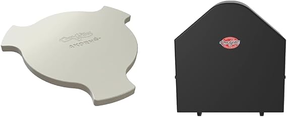 Char-Griller AKORN Kamado Grill, Smokin' Stone, and Grill Cover Bundle for Low-and-Slow 15" x 15" Indirect Smoking and Baking Accessory