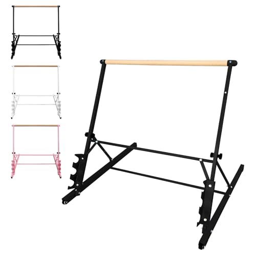 Portable Folding Ballet Barre Wood Height Adjustable from 32 to 40 inch Ballet Bar Dance Bar for Home Workout and Stretch