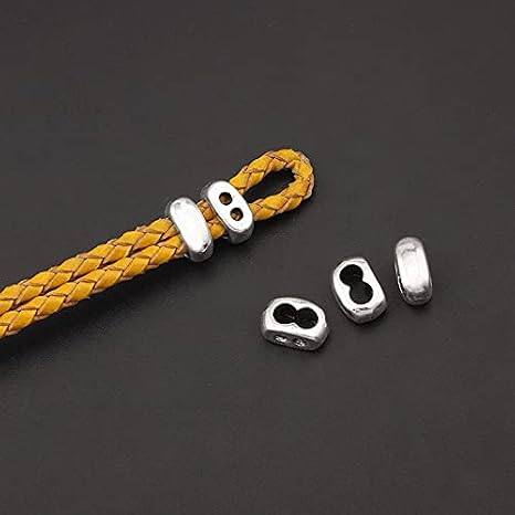 FC-94935 20pcs 3mm 4mm Double Holes Barrel Slider Spacers for 3/4mm Round Leather Cord Bracelet Necklace Jewelry Findings - ( Size: 3mm )