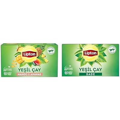 Lipton Mango ve Ananaslı Tropikal Bardak Poşet Yeşil Çay 20li Paket ve Lipton Sade Bardak Süzen Poşet Yeşil Çay 20li Paket, 30 g