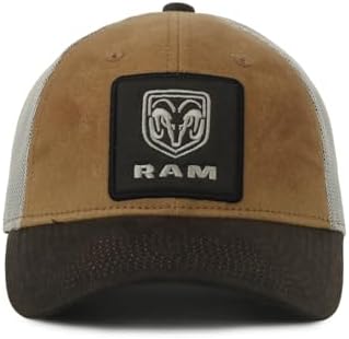 Dodge Ram Dad Hat Low Profile Structured Baseball Cap, Cotton Front with Mesh Back, Adjustable Snapback, Tan