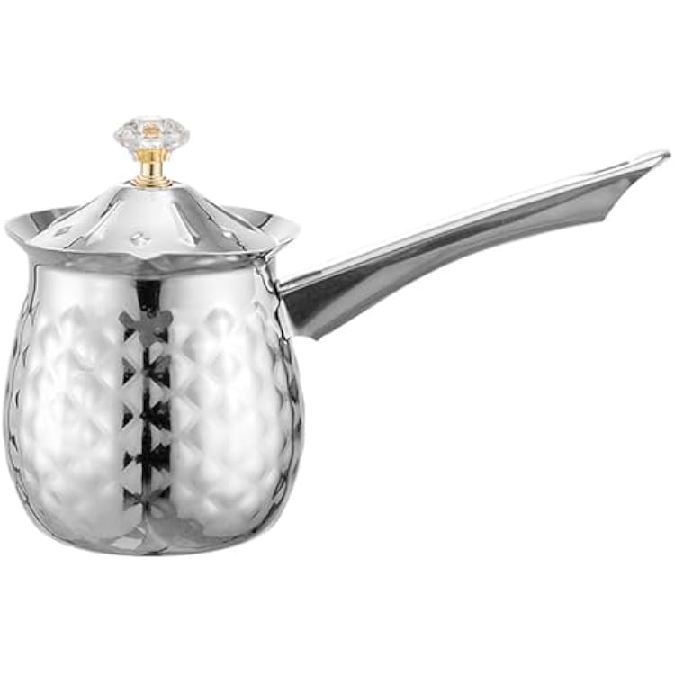 600ml20oz Arabic Coffee Pot, Stainless Steel Chocolate Melting Pot with Eagle Spout, Non Slip Milk Warmer with Handle & Dustproof Lid, Stove Top, Turkish Coffee Maker