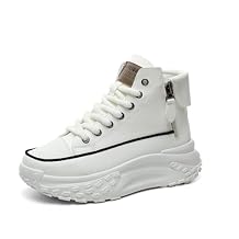 Ulalaza Women's Fashion Sneakers White Shoes Comfortable Breathable Casual Platform Sneakers Low Top Lace Up Footwer for Walking Running Wedding