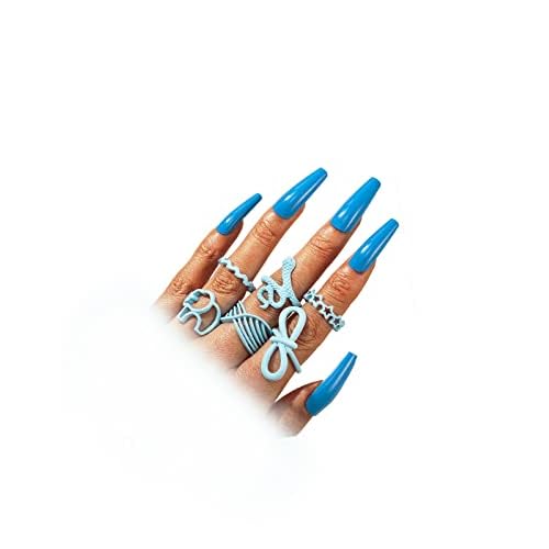 YANCHUN Stackable Rings for Women Gold Rings That Dont Tarnish Turquoise Ring Knuckle Rings Western Jewelry for Women Christmas Stocking Stuffers
