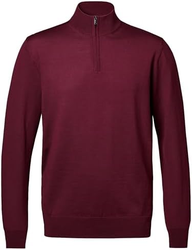 Charles Tyrwhitt Pullover for Men Merino Wool Men Quarter Zip Soft 14-Zip Mens Pullover Machine Washable Sweater