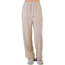 Womens Floral Printed Wide Leg Casual Pants Comfy Lounge Pants with Elastic Waist Drawstring Loose Fit Trousers