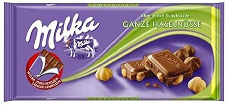 Milka Milk Chocolate-Whole Hazelnuts, 100g
