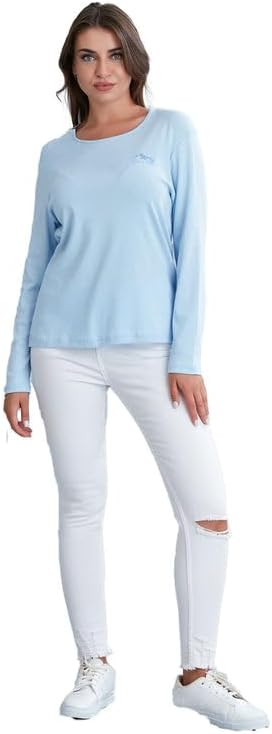 Women's Cotton Long Sleeve Shirts Scoop Neck Tee, Casual Tops - Breathable, Moisture-Wicking, Workout Shirts for Women