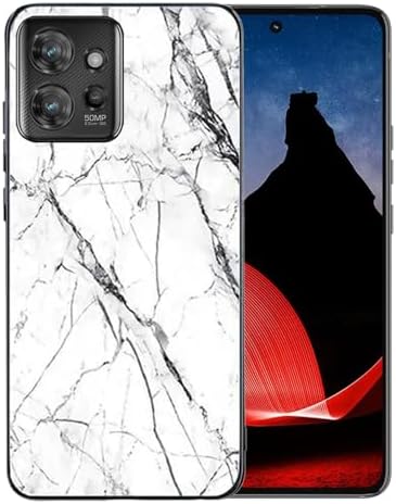 for Motorola Think Phone Case, ThinkPhone Phone Case, Marble Pattern Slim Flexible TPU Case with Reinforced Corners Shock Absorbing Silicone Marble Case Cover for Motorola Think Phone 6.6-white