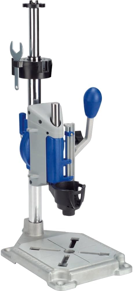 Dremel Drill Press Rotary Tool Workstation Stand with Wrench - Mini Portable Press & Tool Holder - 2-Inch Depth - Ideal for Drilling Perpendicular and Angled Holes - 220-01