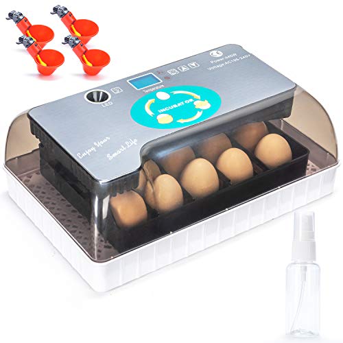 Egg Incubator, 9-35 Eggs Fully Automatic Poultry Hatcher Machine, Led Candler Automatic Egg Turner Temperature Control, Chicken Incubators for Hatching Eggs, Chicken Quail Duck Goose Turkey
