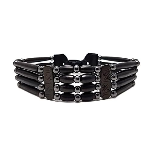 Handmade Traditional 4 Row Black Buffalo Bone Hairpipe Tribal Choker Necklace