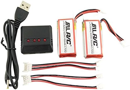 sea jump 2PCS 450mAh Battery and 1to2 Charger for UDI U818A U845 U919 U919A U945A RC Quadcopter Drone Spare Parts (2 Batteries + Charger)