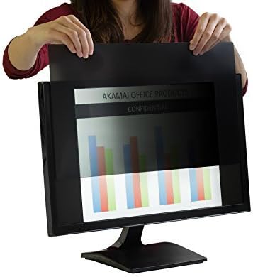 20 inch Computer Privacy Screen 16:9 - Black Security Shield - Desktop Monitor Protector - UV & Blue Light Filter by Akamai 20.0 inch Diagonally Measured, Black