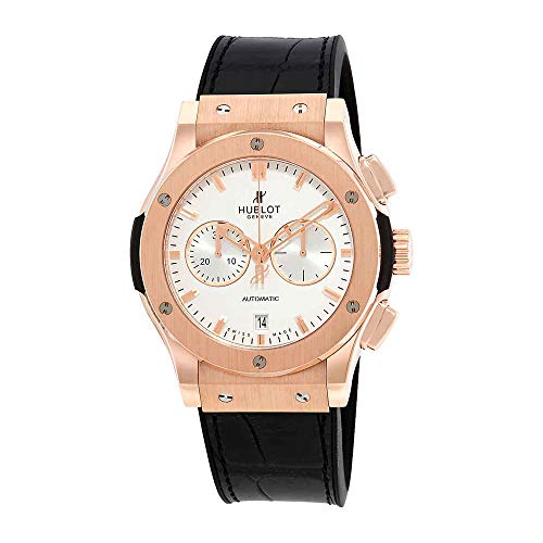 Hublot Classic Fusion Silver Dial Black Leather Band 18 Carat Rose Gold Case Automatic Mens Watch 541.OX.2610.LR