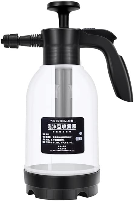 Pump Foaming Sprayer, Portable 2L Manual Pump Pressure Foam Sprayer Hand Pressure Bubble Sprayers for Home, Garden and Car Detailing and Washing (White)