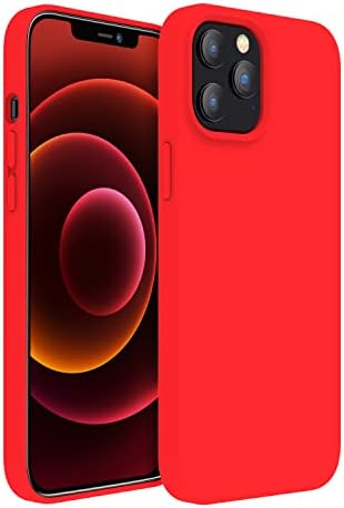 MXX Silicone Case for iPhone 13 Pro Max, WScreen & Camera Lens Protector, Phone Cover Soft Anti-Scratch Microfiber Lining, Liquid Gel Finish Coating Full-Body Protective 6.7 Red