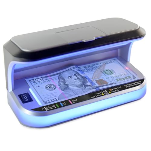 K440 Ultraviolet Counterfeit Bill Detector, Magnetic Ink Sensor, Backlight for Watermark Detection, Built-in Magnifier for Money, Credit Cards and IDs