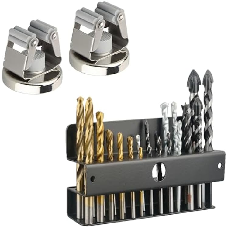 MUTUACTOR Magnetic Drill Bit Organizer and Magnetic Broom Mop Holder