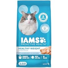 IAMS Proactive Health Healthy Weight Adult Dry Cat Food Chicken Flavor, Adult Cat Food Dry Recipe, 3.5 lb. Bag