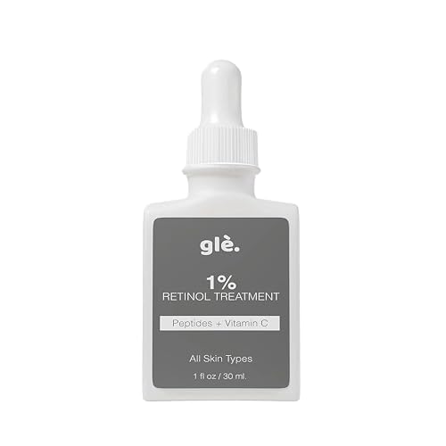 Gle Facial Serum 1% Retinol Treatment Cream with Peptides, Vitamin C, Tetrapeptide-7, Anti-Aging & Wrinkles 1.0 fl oz