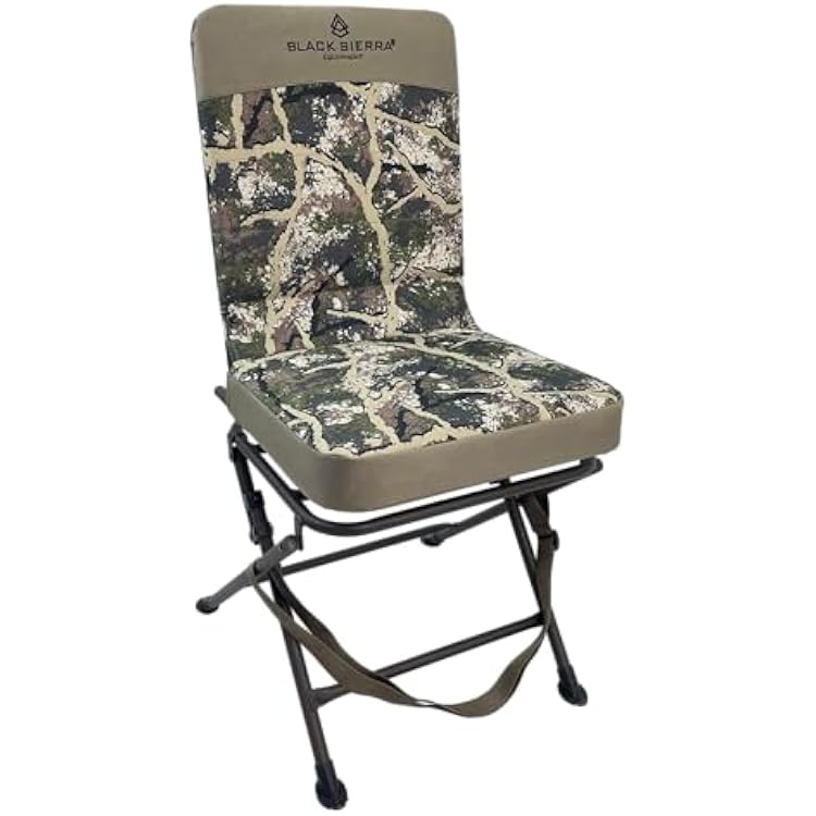 Black Sierra Padded Swivel Hunting Blind Chair - 360 Silent, Heavy Duty, Supports 300 Lbs AXS Ranger Camo