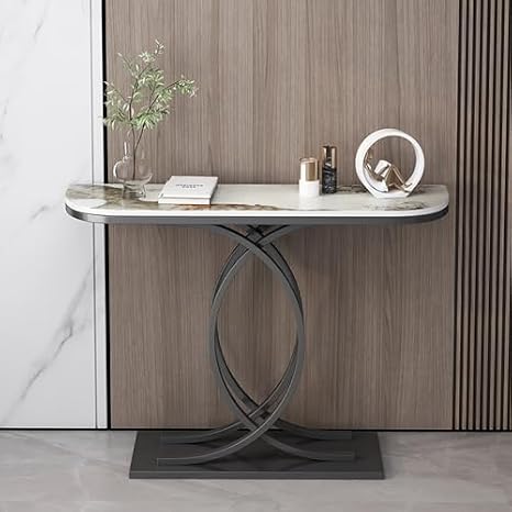 Modern Console Table, Industrial Entryway Console Table, Narrow Behind The Couch Table, for Home, Living Room, Bedroom, Entertainment Room, Office(Black 2,120 * 30cm/47.5 * 12in)