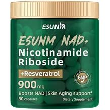ESUNM Liposomal NAD+ Supplement with Resveratrol, NMN Supplement NAD Resveratrol Support Cellular Health, Stamina & Healthy Aging,Third-Party Tested,80 Capsules