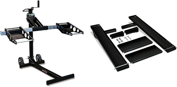 MoJack MJ750XT Riding Lawn Mower Lift (750lb Capacity) + MoJack Workbench Attachment for Lawn Mower Maintenance and Repairs (200lb Capacity)