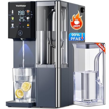 CT910H Countertop Reverse Osmosis Water Filter with Removable Pure Water Pitcher-41oz, 3S Instant Hot RO Water Filtration System, NSF/ANSI 372, Reduce TDS PFAS, No Installation