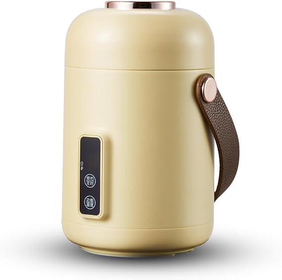 Portable Hot Water Kettle Mini Heater, 500Ml Small Electric Tea Kettle, Reservation Timer Ceramic Glazed Liner, Multi-Purpose Hot Pot Electric for Travel