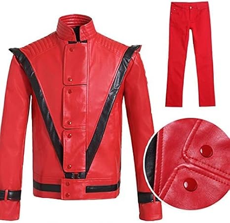Michael Jackson Cosplay Costume, Jacket and Trousers, Michael. Jackson Thriller Tops + Trousers, Directing Clothes, Cosplay Costume Men LL