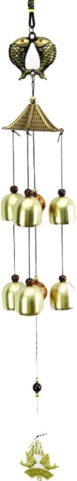Outdoors Retro Wind Chime Copper Yard Garden Living Decoration Metal Large Deep Tone Bells Outdoor 6 Bells Wind Bell Ornament Indoor
