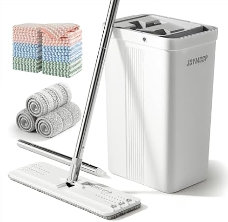 JOYMOOP Mop and Bucket with Wringer Set with Microfiber Cleaning Cloth, Househould Cleaning Tool of Floor Mop and Kitchen Towels