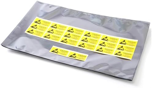 LJY 30 Pcs Black Mesh Anti Static Bags 15.8x11.8 Inch,with Antistatic Sticker,Open Top ESD Shielding Bags for Motherboards,PCB, Circuit Boards,Graphics Cards & Electronic Components