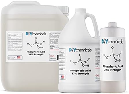 DIYChemicals Phosphoric Acid 37% Rust Remover, Wood Stain Remover, pH Control, High Purity Orthophosphoric Acid for Metal, Fertilizers - Made in USA - Half Gallon (64 fl oz)