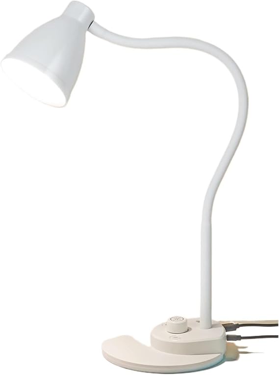 Desk Lamp LED Desk Lamp With USB Charging Port Dimmable Light Flexible Gooseneck Eye Care(White)
