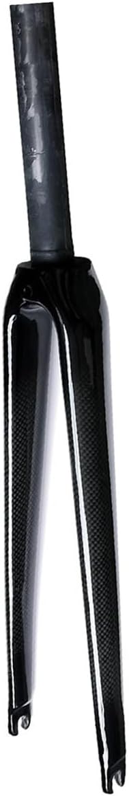 Road Bike Fork Carbon Fiber 700C 1-1/8" 25.4mm Road City Ultra Light Disc Brake Rigid Fork QR 9x100mm Straight Tube Bike Front Fork Color: Black glossy, Size: 700c