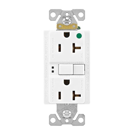 Eaton Cooper SGFH20W 20 Amp White Heavy Duty UL Listed Hospital Grade Duplex GFCI Outlet Receptacle with LED Indicator Matching Wall Plate Included