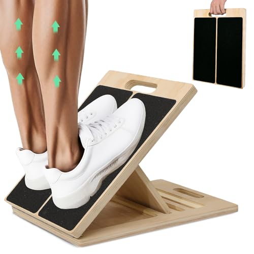 Portable Slant Board for Calf Stretching, 350 Lbs Weight Capacity, Adjustable Wooden Incline Board for Calf Stretcher, Physical Therapy Equipment for Leg, Knees, Heel, Ankle Black