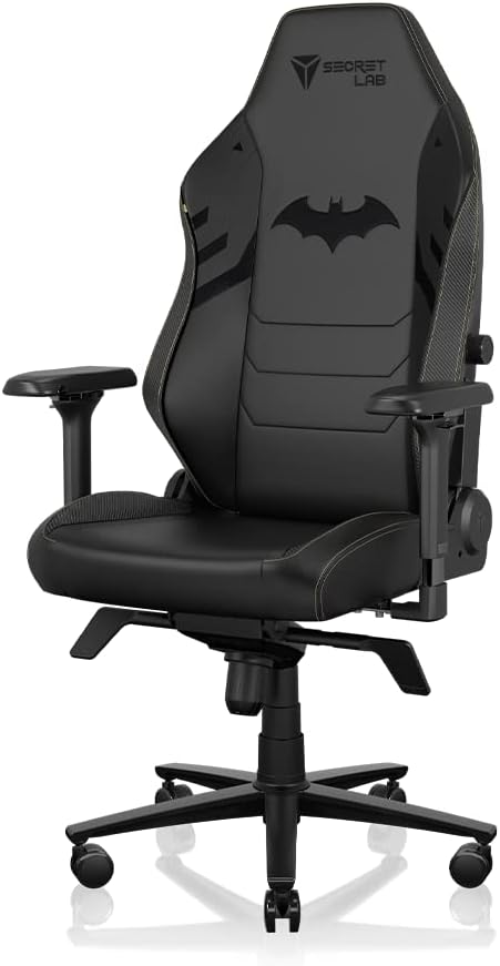 Secretlab TITAN Evo Dark Knight Gaming Chair R Size PU Leather Secret Lab Desk Chair Ergonomic Ergonomic 4D Armrest Adjustable Lumbar Support Computer Chair Sitting Comfortable Telework Home 165 Degree Reclining Official Collaboration DC Warner Brothers WB American Comic Batman Premium