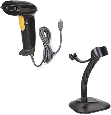 1D Wired Barcode Scanners & Adjustable Holder Stand