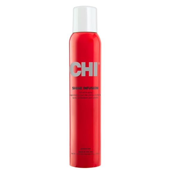 CHI Shine Infusion Hair Spray, Weightless Shine & Frizz Control, Reduces Flyaways & Helps Repair Split Ends, SulfateFree, ParabenFree Hair Finish Spray for All Hair Types, 5.3 Oz
